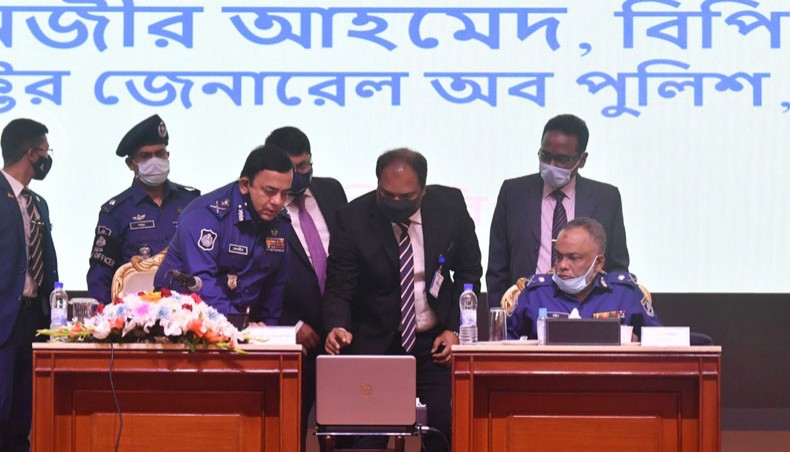 Inspector General of Police Benazir Ahmed launches an anti-terrorism video and TV commercials at a function at Rajarbagh Police Lines in Dhaka.- Press Release photo