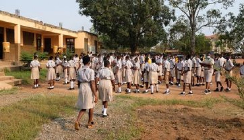 Students assemble on their school compound on the first day of the reopening of schools in Accra, Ghana, on January 18, 2021. -- AFP Photo