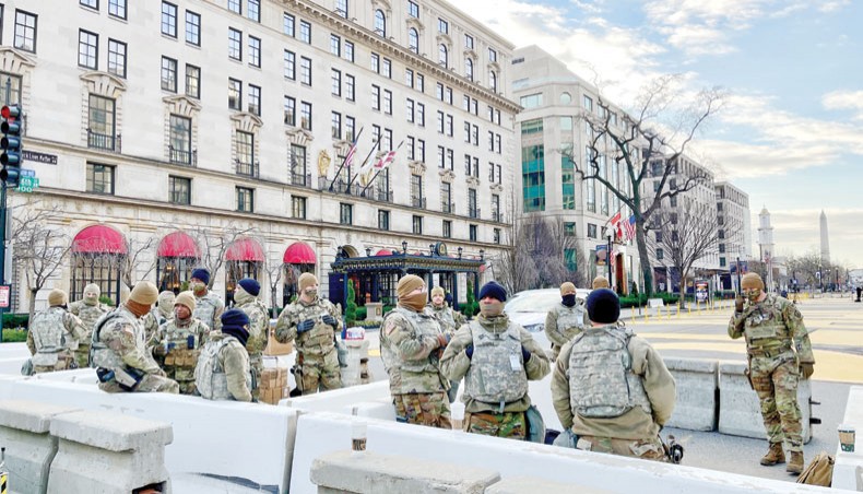 National Guard troops stand guard in Downtown Washington, DC in the USA on Wednesday ahead of the inauguration ceremonies for president-elect Joe Biden and vice president-elect Kamala Harris. — AFP photo