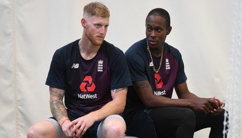 A file photo shows Ben Stokes and Jofra Archer relaxing.-- AFP photo