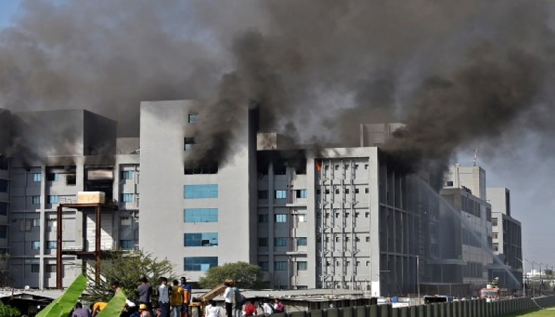 Firefighters try to control a fire that broke out at India's Serum Institute in Pune on January 21, 2021.- AFP photo