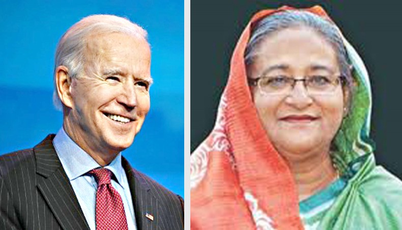Joe Biden and Sheikh Hasina