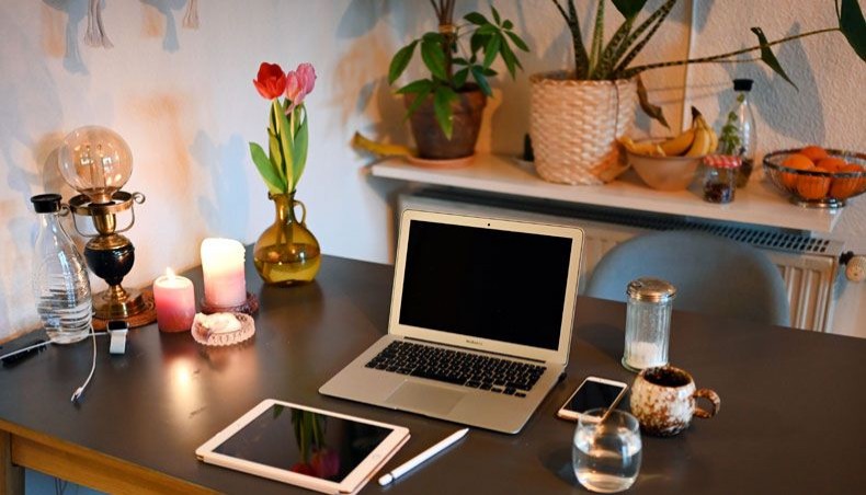 The workplace of a student with technical equipment including a laptop computer, a tablet and a mobile phone for homework assignments is pictured in Dortmund, western Germany, on January 19, 2021, amid the COVID-19 pandemic. -- AFP photo