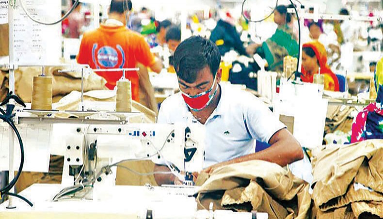 A file photo shows a worker sewing clothes at a garment factory on the outskirts of Dhaka. The majority of readymade garment factories in Bangladesh did not follow the labour laws and rules in laying-off and terminating workers amid the coronavirus outbreak, according to a study. — New Age photo