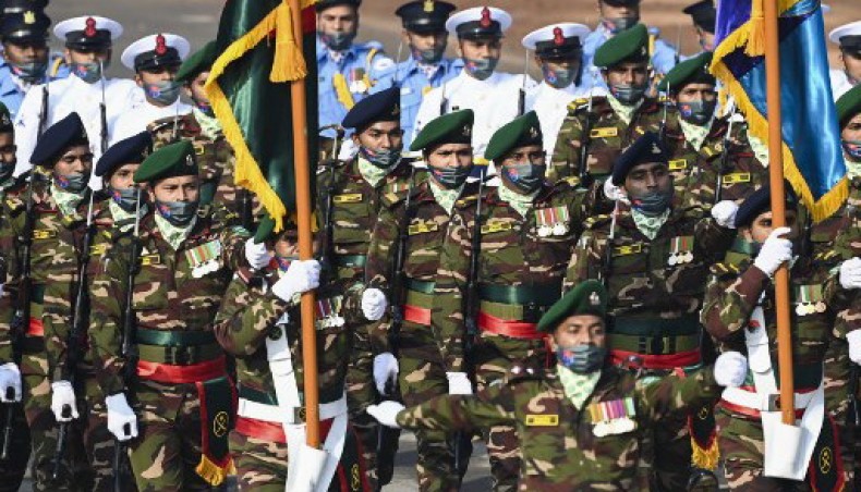 Bangladesh's soldiers march along Rajpath during India's Republic Day parade in New Delhi on January 26, 2021.- AFP photo