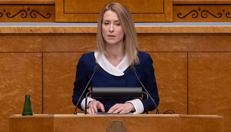 The leader of the Reform Party, the future prime minister Kaja Kallas addresses the Estonian parliament, in Tallinn, Estonia, on January 25, 2021. — AFP photo