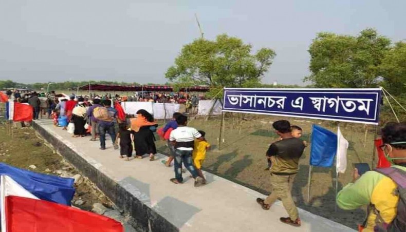A UNB file photo shows that some Rohingya people are being relocated to Bhasan Char.