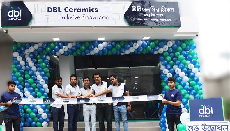 Representatives of DBL Ceramics open a showroom at Kotowali of Gomostapara in Rangpur recently. — Press release