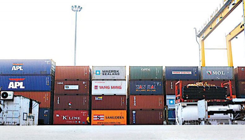 A file photo shows containers in the Chattogram port. The country’s import payments, a major indicator of a nation’s economic state, has increased for the second consecutive month in December as coronavirus infections in the country has been on the decline for the last couple of months.— New Age photo