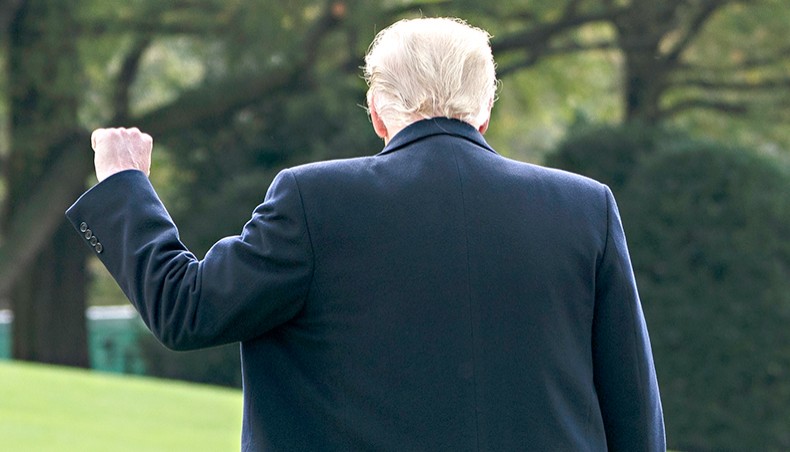 In this file photo former US president Donald Trump walks to Marine One after speaking to the press as he departs the White House in Washington, DC, on October 30, 2020. — Agence France-Presse/Andrew Caballero-Reynolds
