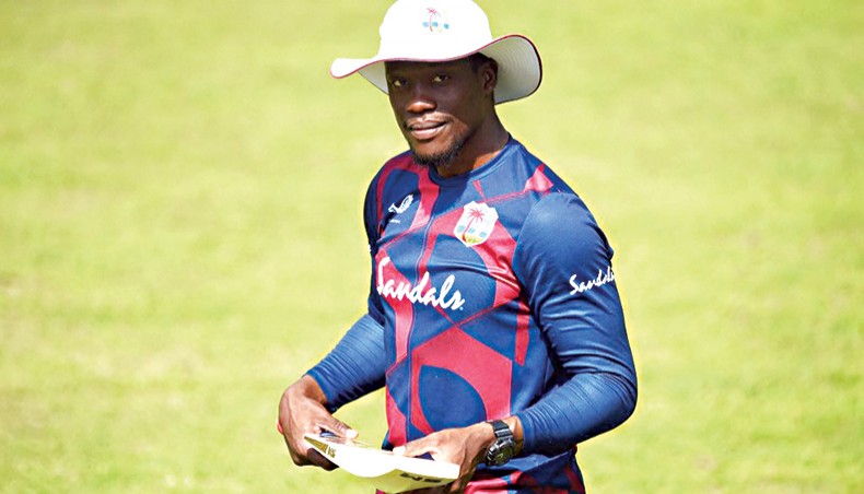 West Indies batsman Nkrumah Bonner attends a training session at the Sher-e-Bangla National Stadium on Tuesday. — AFP photo