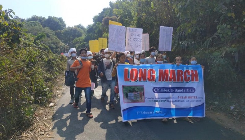 A moment from the February 7 Mro long-march in Bandarban.