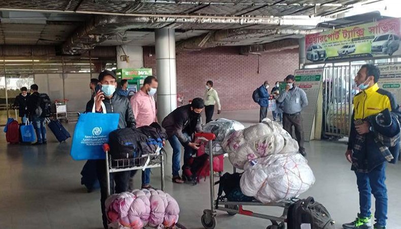 Some 148 Bangladeshi migrant workers and seven bodies stranded in Libya return to Bangladesh on Wednesday. — New Age Photo