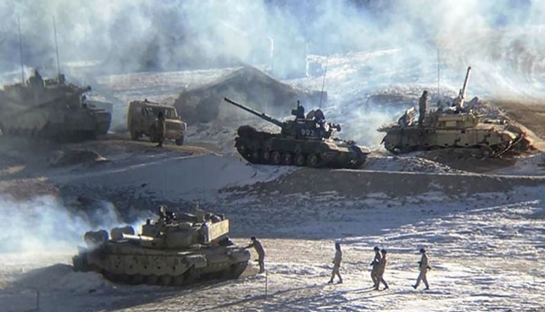 This undated handout photograph released by the Indian Army on February 16, 2021shows People Liberation Army soldiers and tanks during a military disengagement along the Line of Actual Control at the India-China border in Ladakh. — AFP File Photo
