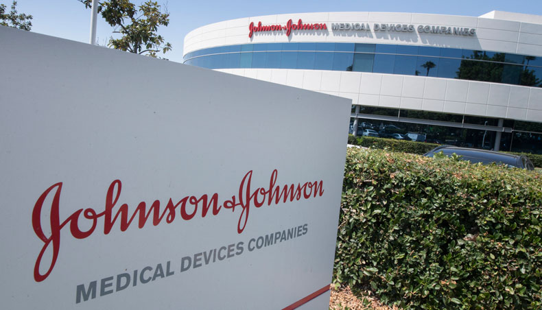 In this file photo taken on August 28, 2019 an entry sign to the Johnson and Johnson campus shows their logo in Irvine, California on August 28, 2019. — AFP photo