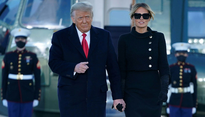 In this file photo taken on January 20, 2021 outgoing US president Donald Trump and first lady Melania Trump descend Marine One at Joint Base Andrews in Maryland. — AFP photo