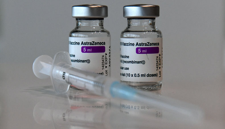 Vials with the AstraZeneca COVID-19 vaccine against the novel coronavirus are pictured at the vaccination centre in Nuremberg, southern Germany, on March 18, 2021. — AFP photo