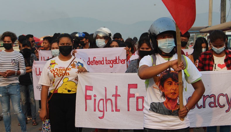 This hand-out photo taken and released by Dawei Watch on March 22, 2021 shows protesters taking part in a demonstration against the military coup in the coastal city of Dawei. — AFP photo