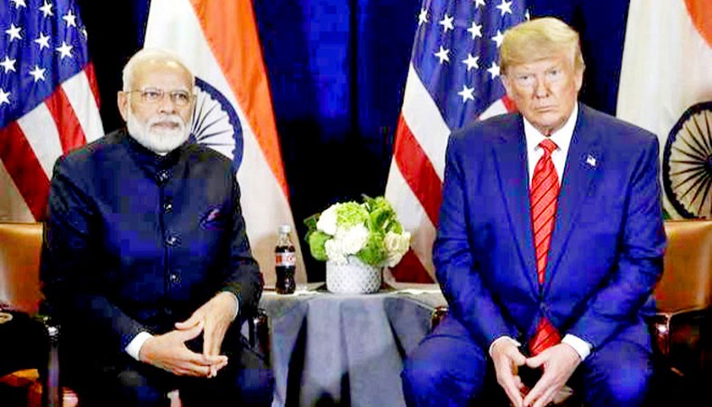 A 2019 December file photo shows former US president Donald Trump meets Indian prime minister Narendra Modi at the United Nations General Assembly in New York. — The Hindu/The Associated Press