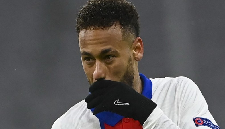 PSG forward Neymar gestures during their UEFA Champions League quarter-final first leg match against Bayern Munich at the Allianz Arena in Munich on Wednesday. --- AFP photo