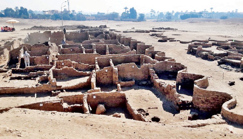 A handout picture released by the Egyptian Ministry of Antiquities on April 8, 2021 shows the remains of a 3000 year old city, dubbed The Rise of Aten, dating to the reign of Amenhotep III, uncovered by the Egyptian mission near Luxor. — AFP photo