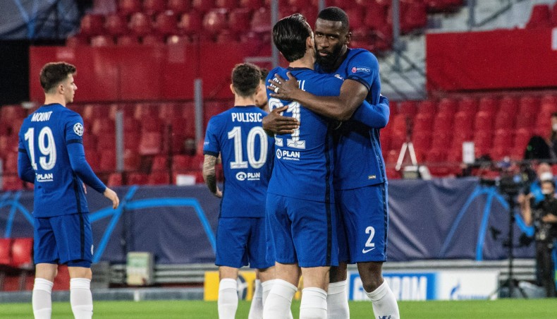 Chelsea players celebrate after defeating FC Porto in their UEFA Champions League quarter-final second-leg match at Stamford Bridge in London on Tuesday.-- Twitter photo