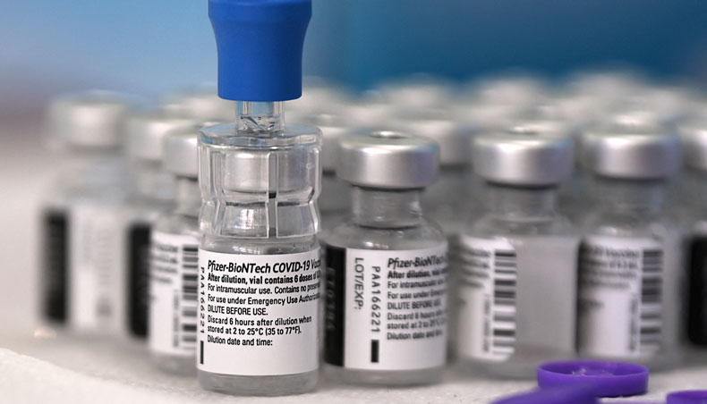 Picture of vials of the Pfizer-BioNTech vaccine against COVID-19 taken as elderly people are being inoculated amid the novel coronavirus pandemic, at the Belisario Porras school San Francisco neighbourhood in Panama City on March 4, 2021. — AFP photo