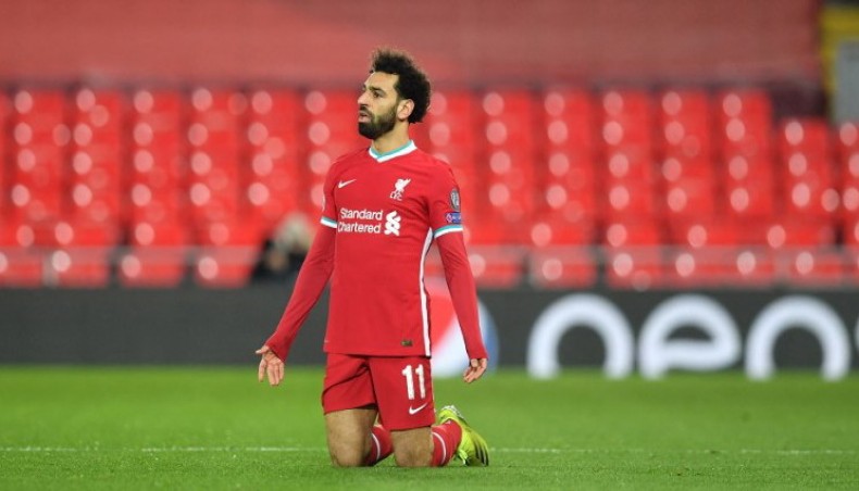 Liverpool midfielder Mohamed Salah reacts during their UEFA Champions League quarter-final second leg match against Real Madrid at Anfield on Wednesday. — AFP photo