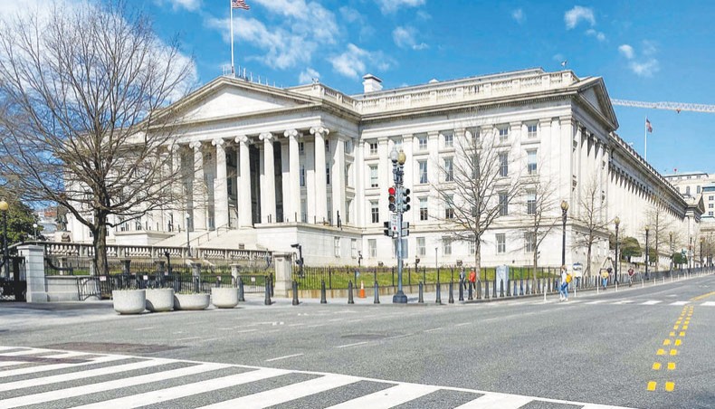 A file photo shows the US Treasury Department building. The US Treasury rolled back a Trump-era accusation against Switzerland and Vietnam of manipulating their exchange rates to gain a competitive trade advantage, saying on April 16, 2021 there was ‘insufficient evidence’ for the charge. — AFP photo