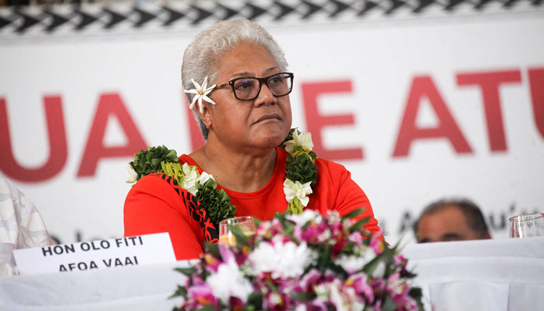 This undated hand-out photo received on April 18, 2021 from the Fa’atuatua I le Atua Samoa ua Tasi political party shows party leader Fiame Naomi Mata’afa in Apia, the capital of Samoa. — AFP photo