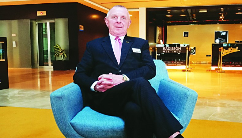 Radisson Blu Chattogram Bay View general manager Robin Edwards speaks during an interview with New Age at the Radisson Blu Chattogram Bay View in Chattogram on September 18. — Ferdous Ara