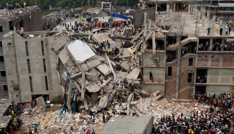 The collapsed Rana Plaza building in 2013. — Common Dreams/European Pressphoto Agency/Abir Abdullah