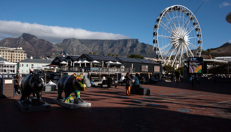 A view of the V&A Waterfront, which usually attracts millions of visitors every year, is now sparsely populated, in Cape Town on April 28, 2021. — AFP photo