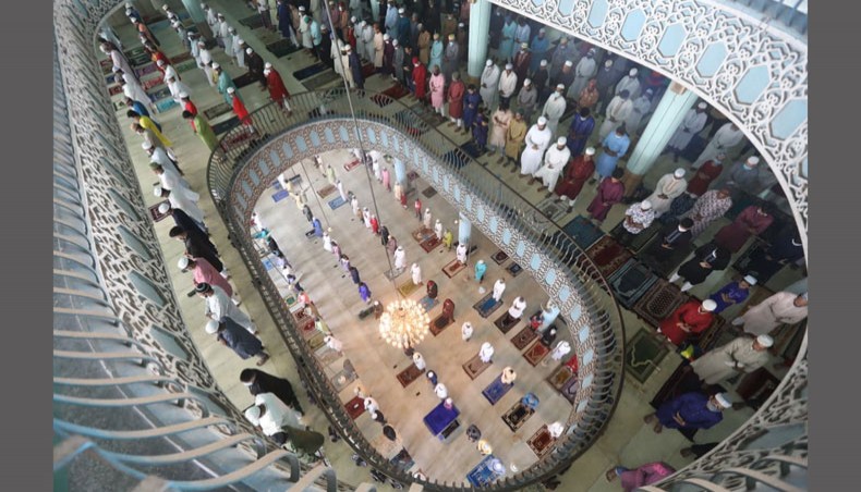 The first congregation of Eid-ul-Fitr prayers at Baitul Mukarram National Mosque is held at around 7:00am on Friday. — Sourav Lasker