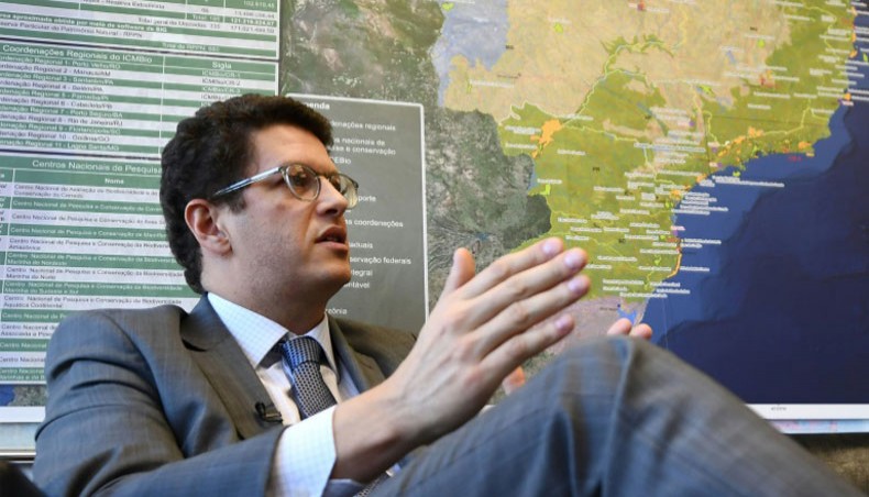 Brazilian environment minister Ricardo Salles offers an interview to AFP at his office in Brasilia, on August 4, 2020.