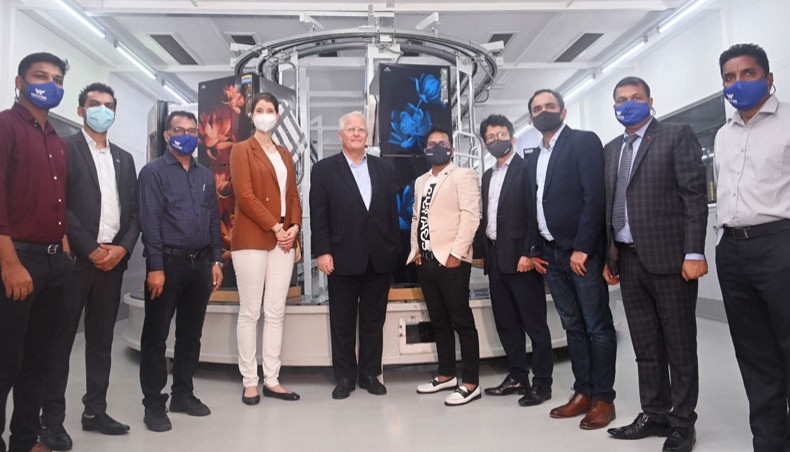 German ambassador to Dhaka Peter Fahrenholtz and deputy head of mission Constanza Zahringer, along with Walton high officials, pose for a photograph while vising the refrigerator manufacturing unit at Walton Hi-Tech Park at Chandra in Gazipur on June 3, 2021. — Press Release