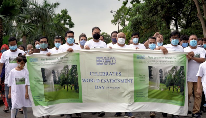BEXIMCO authorities bring out a rally marking World Environment Day at Beximco Industrial Park on Saturday. — Press Release