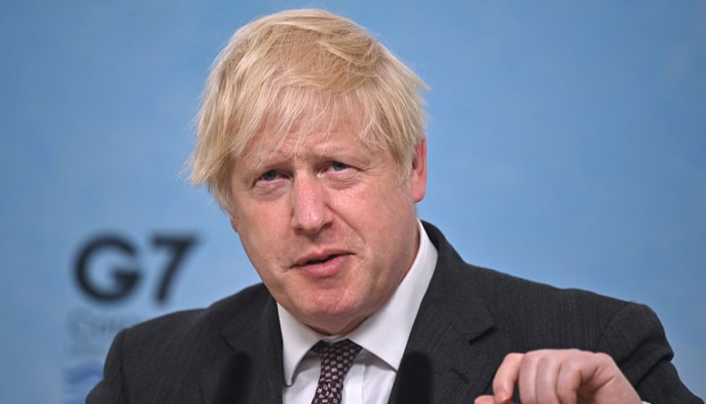 Britain's Prime Minister Boris Johnson takes part in a press conference on the final day of the G7 summit in Carbis Bay, Cornwall on June 13, 2021.-- AFP photo