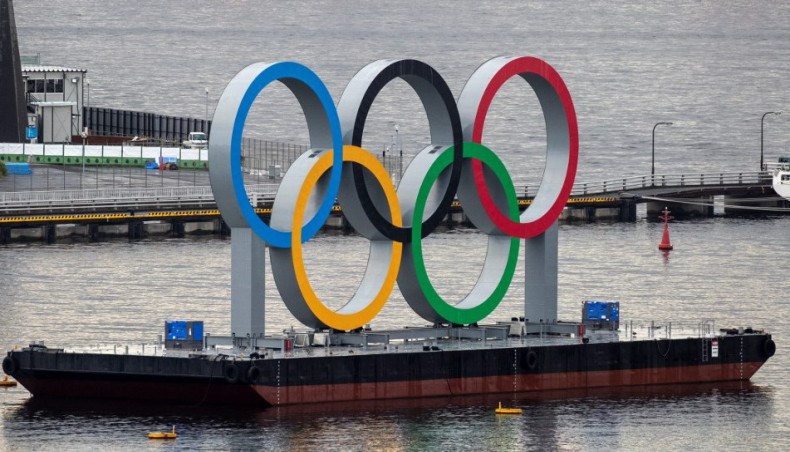 A general view shows the Olympic rings on the Odaiba waterfront in Tokyo on Wednesday. — AFP photo