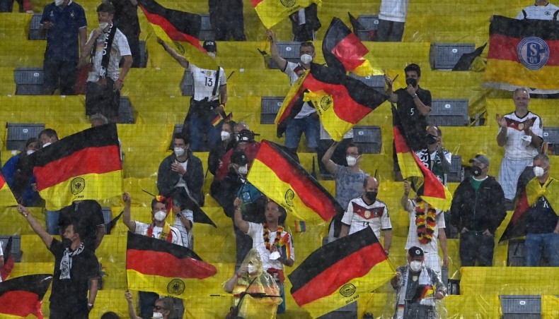Germany fans cheer before their Euro 2020 match against Hungary at the Allianz Arena in Munich on Wednesday. — AFP photo