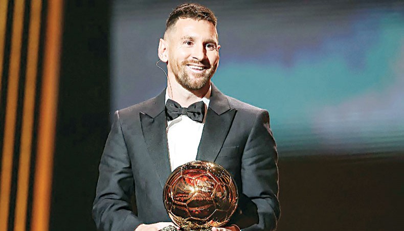 Argentina's Lionel Messi wins Ballon d'Or award for eighth time